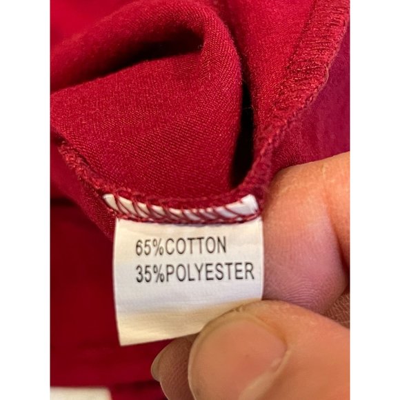 YATHON Women Empire Waist Dress Front Button Balloon Sleeve Maroon Size Large - Picture 9 of 10